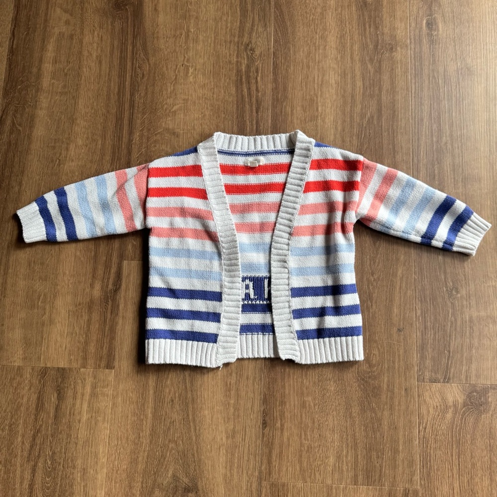 Gymboree Girls 18-24 Months White Rainbow Long Sleeve Cardigan Sweater Colorful